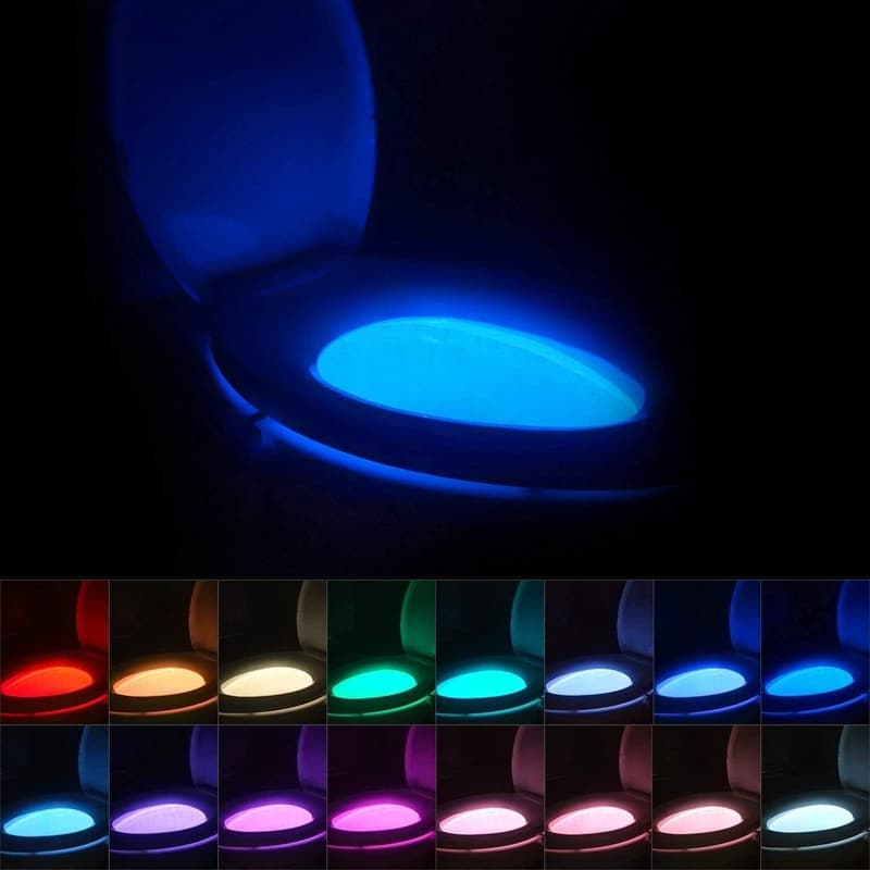 Motion Sensor Toilet Bowl Night Light - 16 Color LED Gadget
