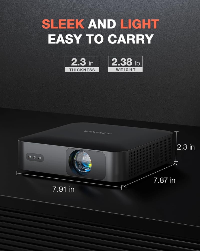 Native 1080P Mini Projector with WiFi & Bluetooth, Portable Outdoor Use