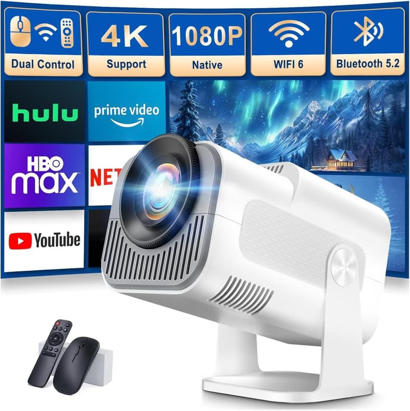 Portable 1080P Mini Projector with WiFi and Bluetooth Support