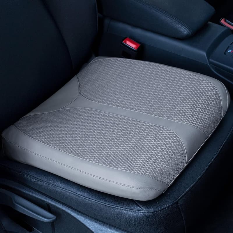 Memory Foam Driving Booster Cushion for Back Pain Relief (Grey)