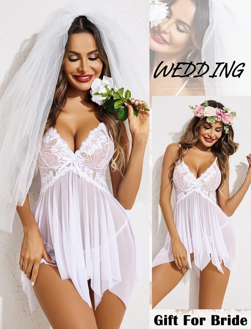 Plus Size Lace Babydoll Sleepwear for Women