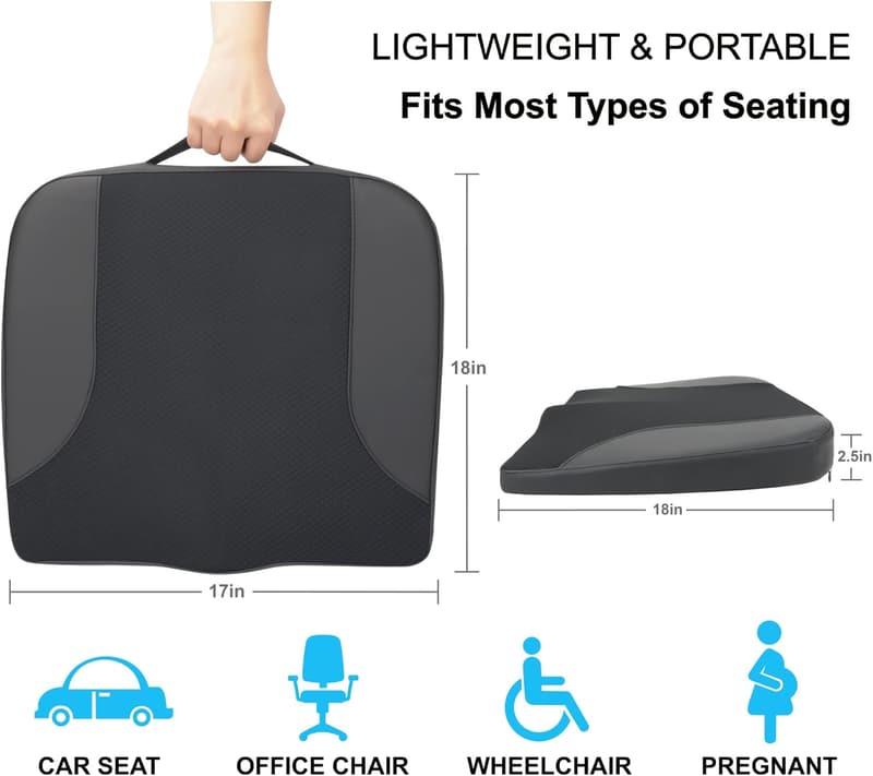 Memory Foam Car Seat Cushion for Comfort & Pain Relief