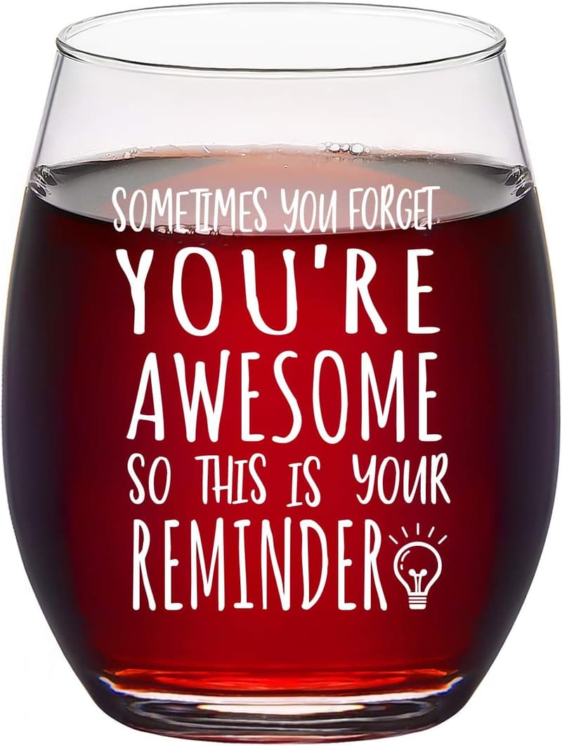 Inspirational Stemless Wine Glass for Teachers & Friends, 15 oz