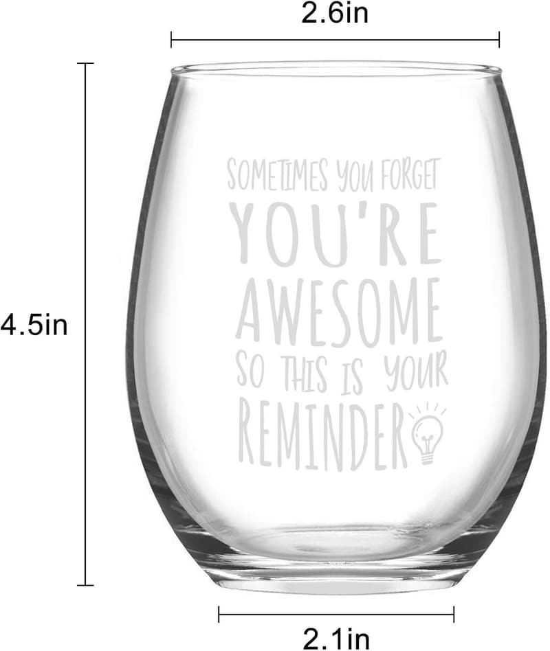 Inspirational Stemless Wine Glass for Teachers & Friends, 15 oz