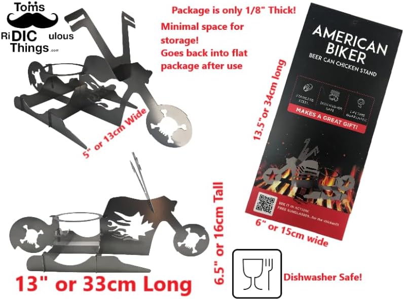 Merica Motorcycle Beer Can Chicken Holder for Grill