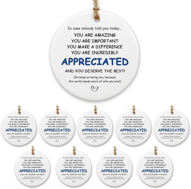 Appreciation Gift Set - 10 Ceramic Ornaments for Coworkers