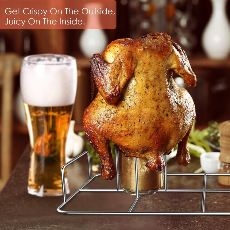 Double Beercan Chicken Rack - Stainless Steel Poultry Stand