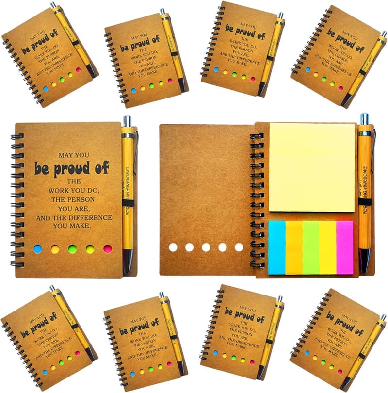 Spiral Notebook Set with Sticky Notes & Pen for Employee Appreciation