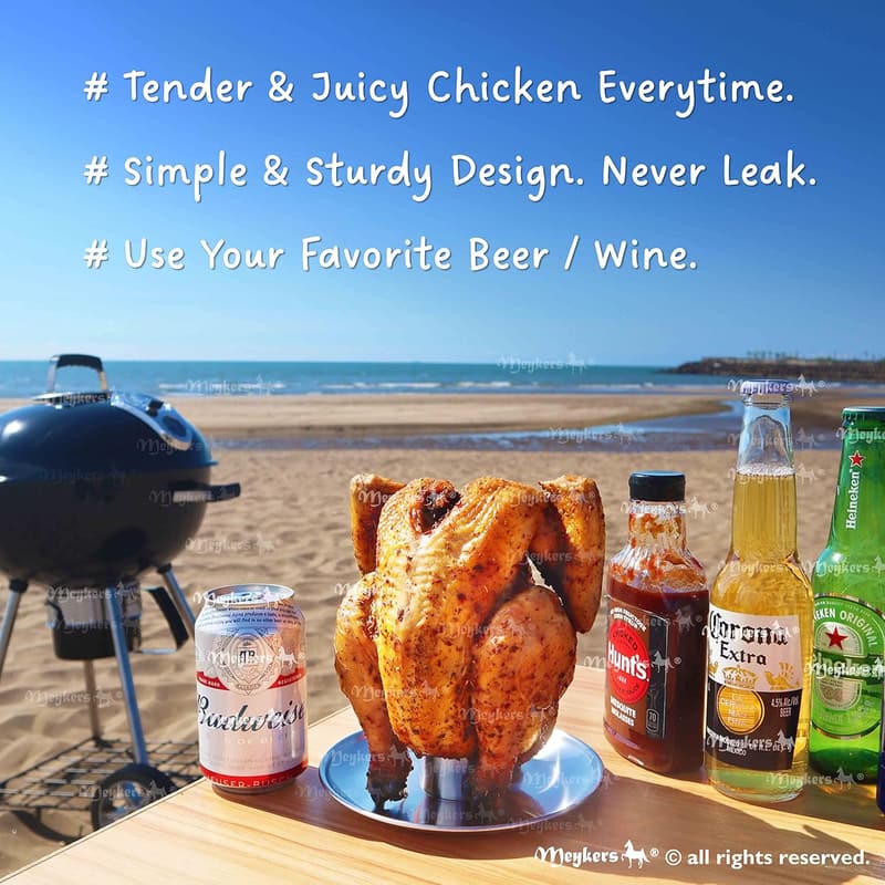 Beer Can Chicken Holder Set - 304 Stainless Steel Roaster (2 Pack)