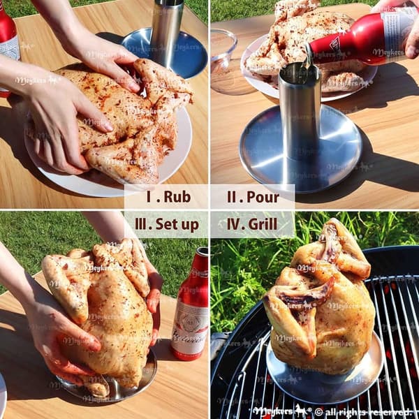 Beer Can Chicken Holder Set - 304 Stainless Steel Roaster (2 Pack)