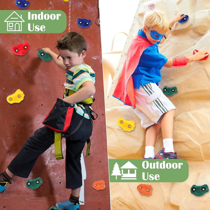 Indoor/Outdoor Kids' Rock Wall Climbing Holds Set, 20 Pcs
