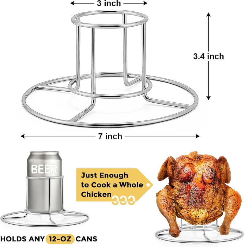 Beer Can Chicken Holder Rack - Stainless Steel, Set of 2