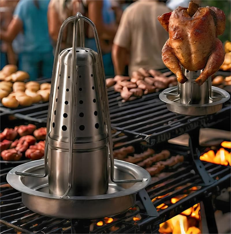 Premium 304 Stainless Steel Beer Can Chicken Holder for Grill