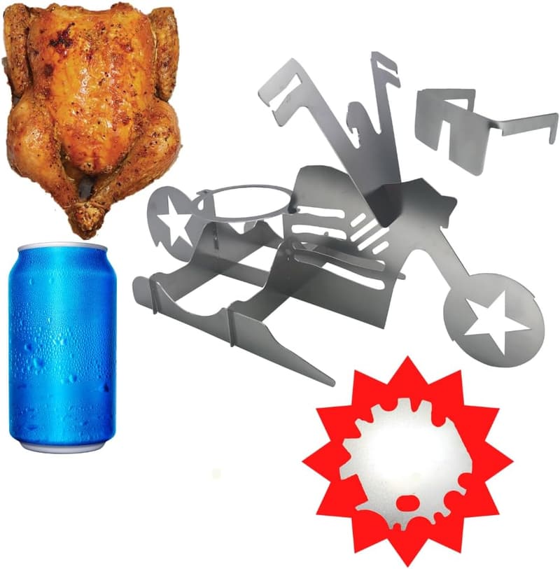 Merica Motorcycle Beer Can Chicken Holder for Grill