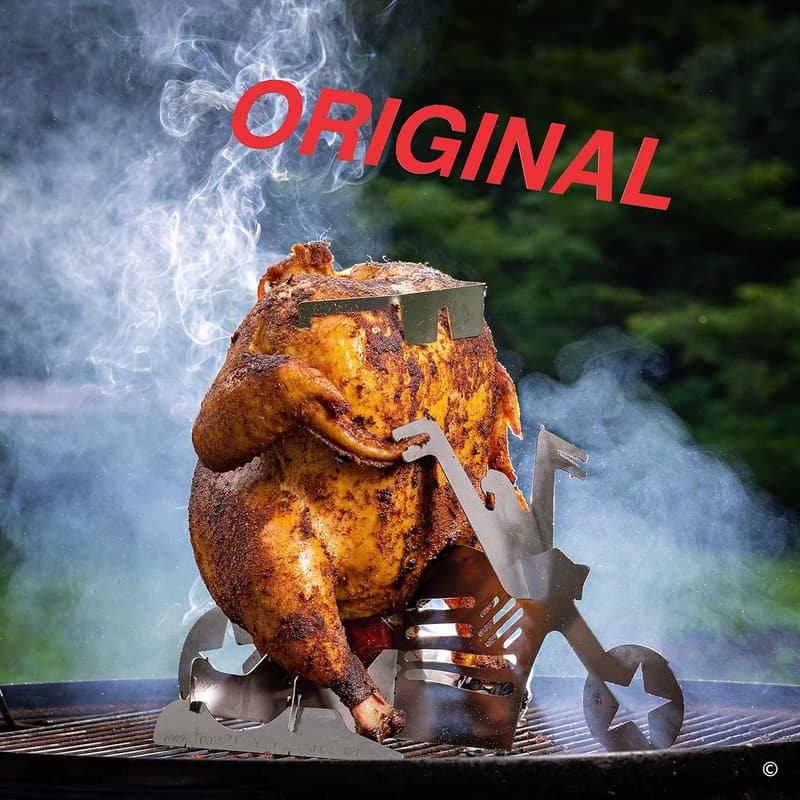 Merica Motorcycle Beer Can Chicken Holder for Grill