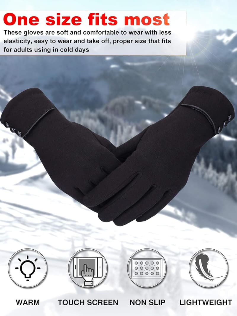 Winter Touchscreen Gloves for Women - Fleece Lined, Windproof