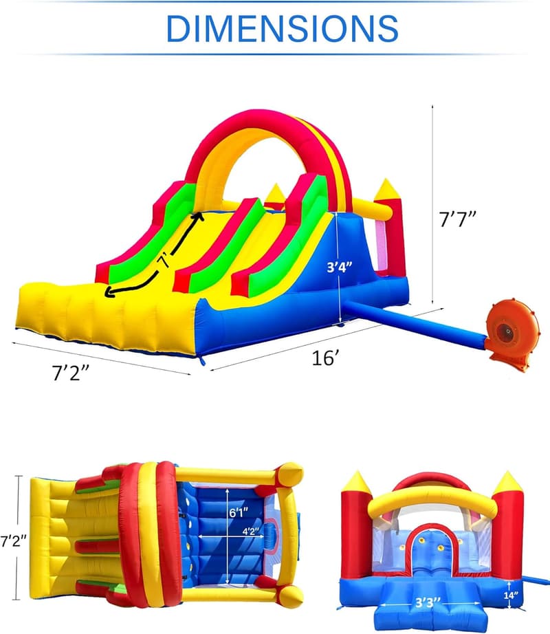 Kids Inflatable Bounce House with Slides & Climbing Wall