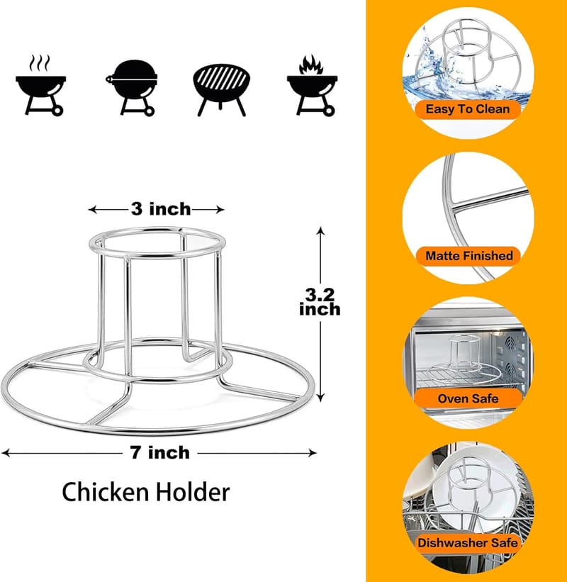 Stainless Steel Beer Can Chicken Holder Set for Grilling