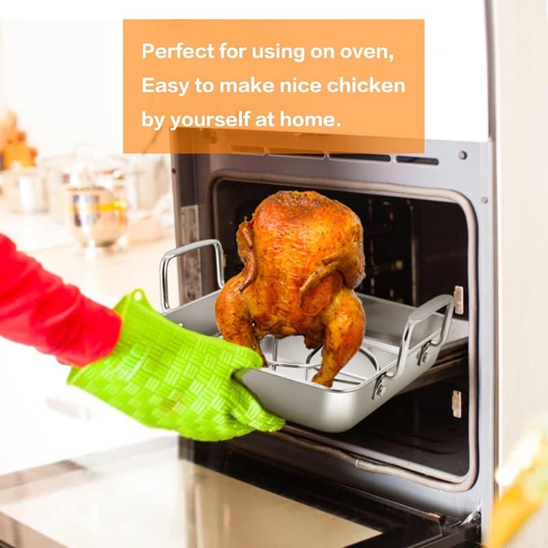 Stainless Steel Beer Can Chicken Holder Set for Grilling