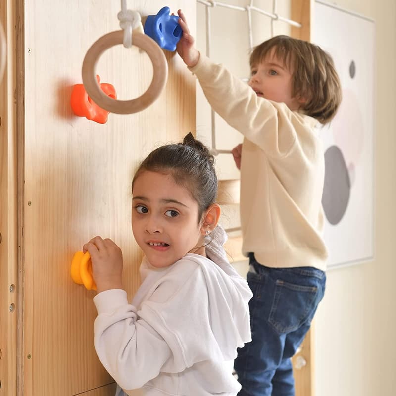 9-in-1 Walnut Swedish Ladder Wall Gym Set