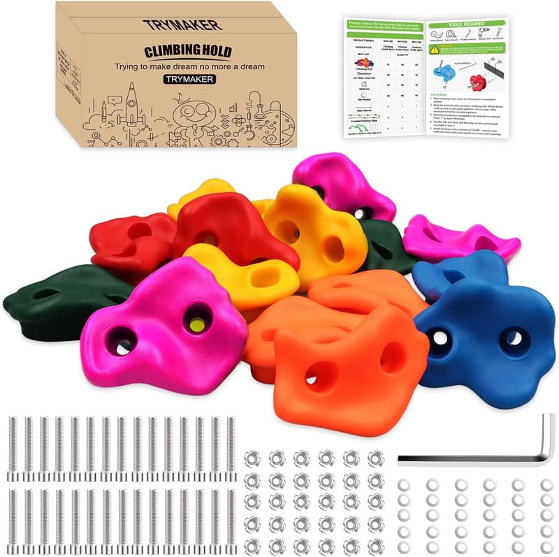 Indoor/Outdoor Rock Climbing Holds Set for Kids & Adults