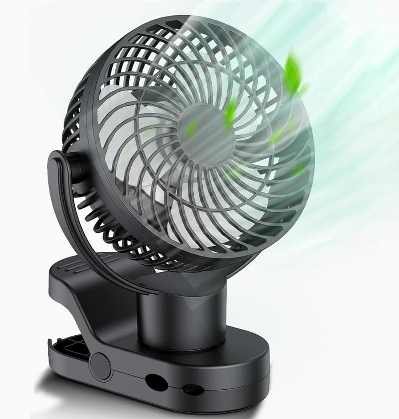 Portable Rechargeable Clip-On Fan with Remote & LED Lights