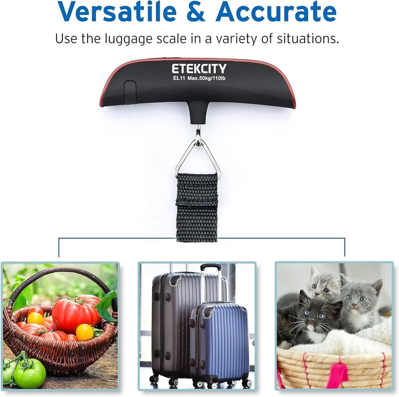 Digital Luggage Scale for Travel, 110 lbs Capacity, Battery Included