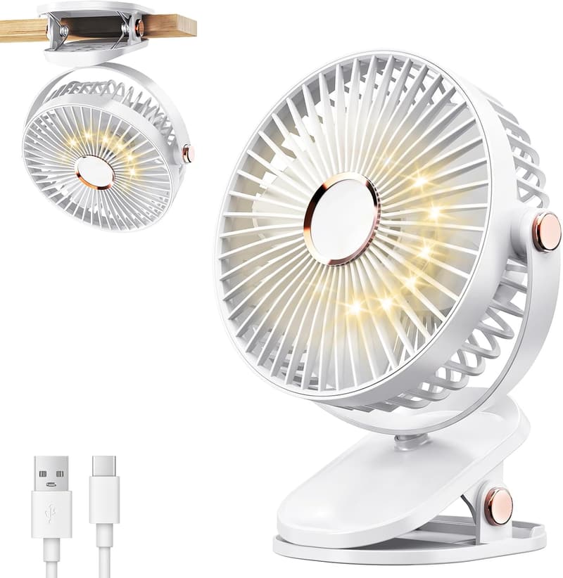 Portable LED Desk Fan - 4000mAh Rechargeable, 4 Speeds, 360° Rotation
