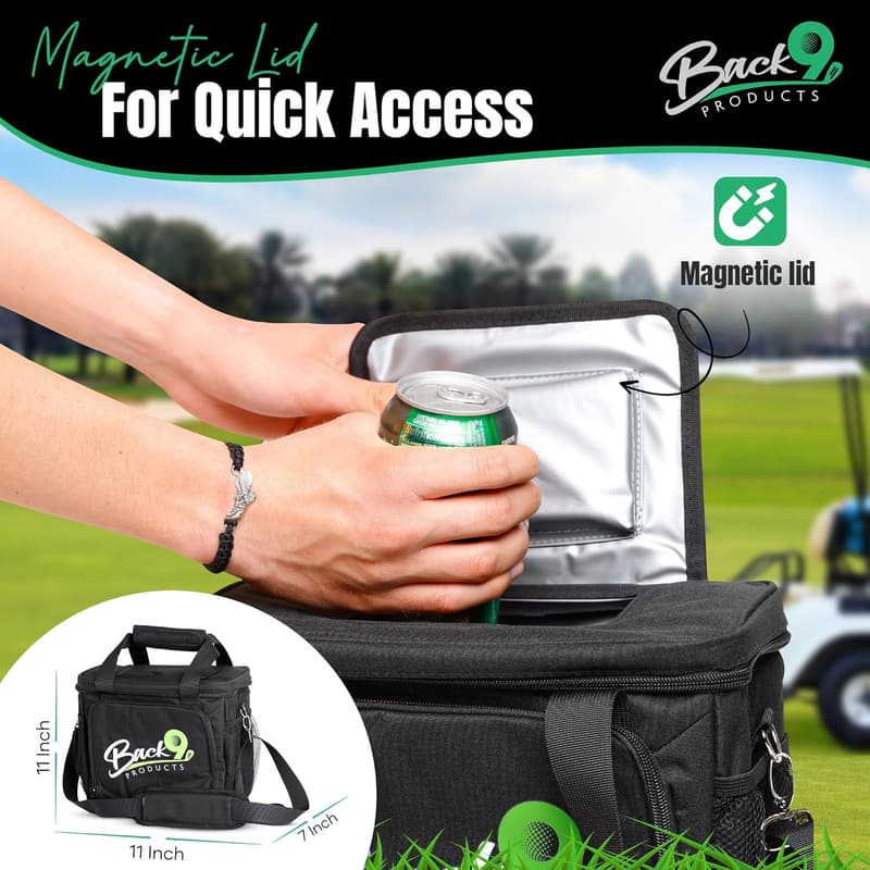 12-Can Golf Cooler Bag with Magnetic Lid – Insulated Backpack