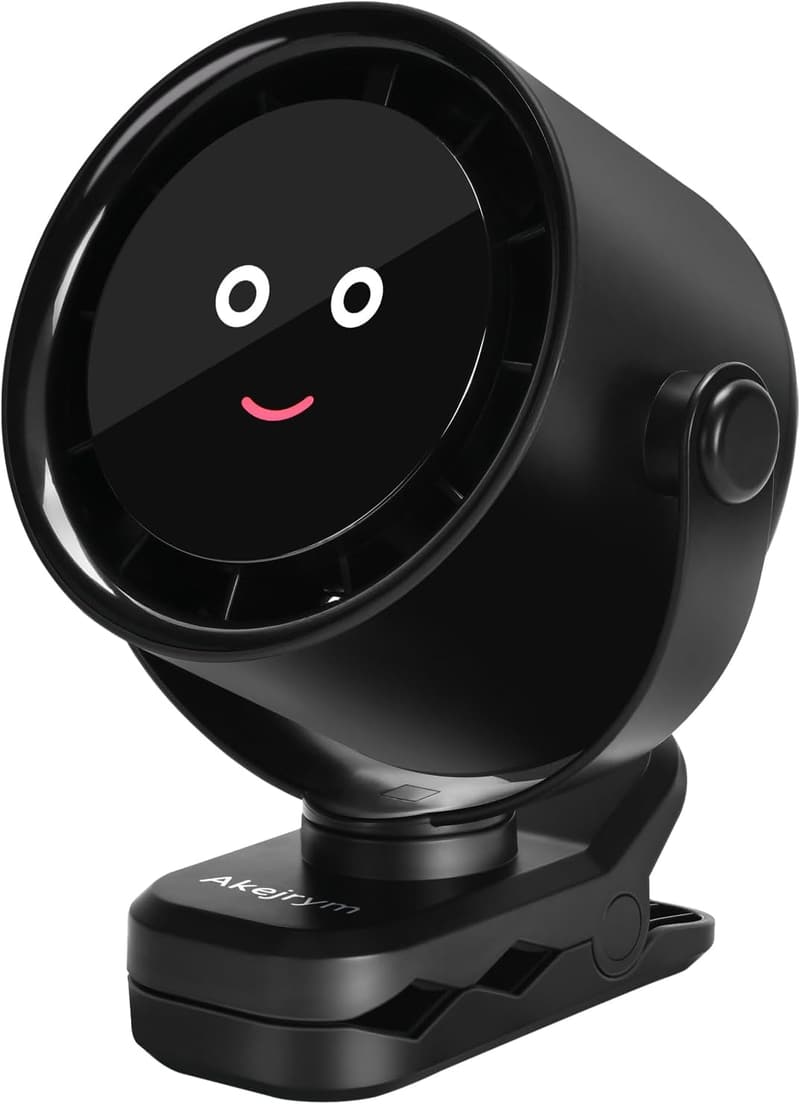 Portable 360° Battery-Operated Fan with Digital Display - Black