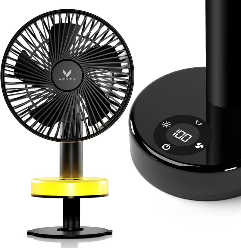 Rechargeable Portable Clip Fan with 360° Rotation & LED Light