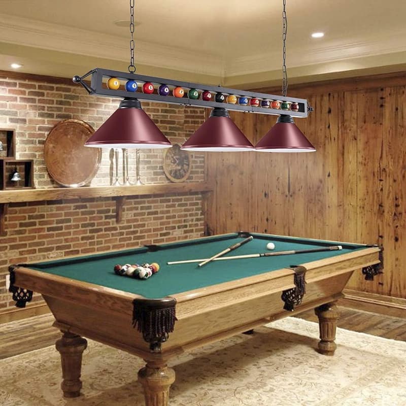 Modern Billiard Pool Table Light Fixture - 3-Light Pendant