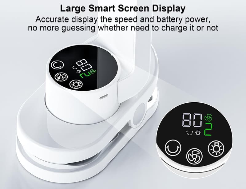Rechargeable Clip-On Desk Fan with Atmosphere Light & 9 Speeds