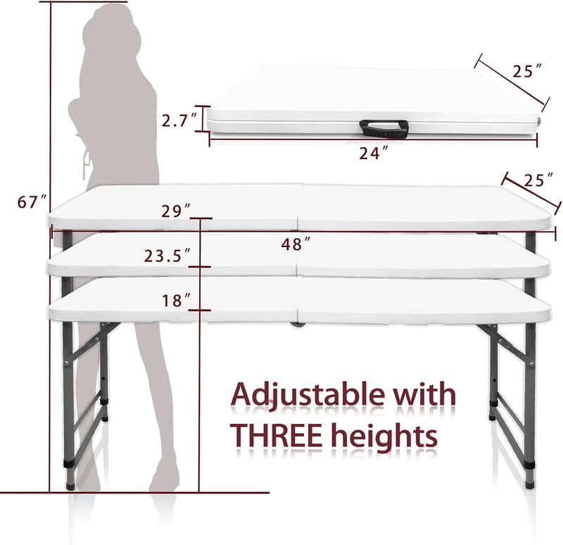 Portable 4-Foot Folding Table for Indoor/Outdoor Use