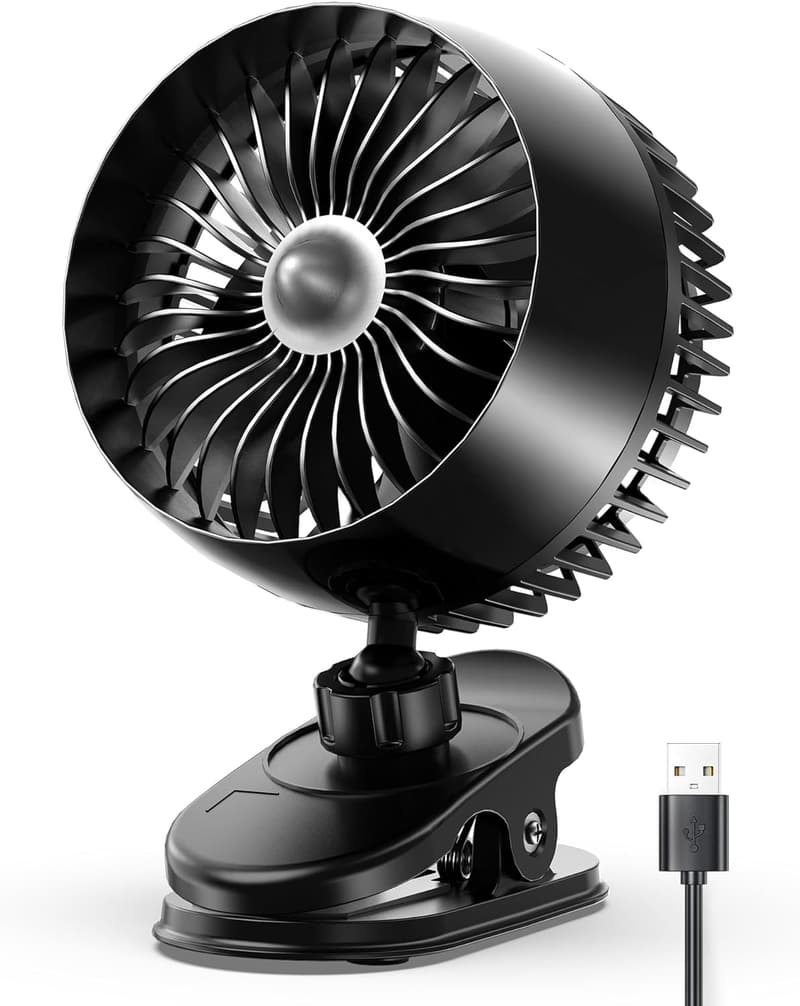 Mini USB Clip-On Fan with 3 Speeds – Ultra Quiet & Adjustable