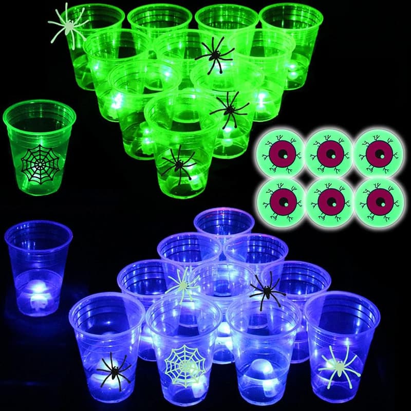 Halloween Glow-in-the-Dark Beer Pong Set with 22 Cups & 6 Balls