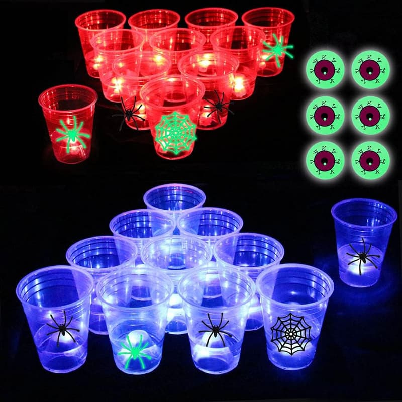 Halloween Glow-in-the-Dark Beer Pong Set with LED Cups