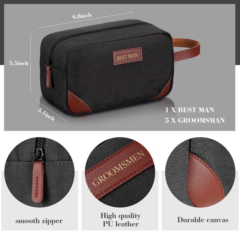 Groomsmen Toiletry Bag Set - Water Resistant Travel Kit