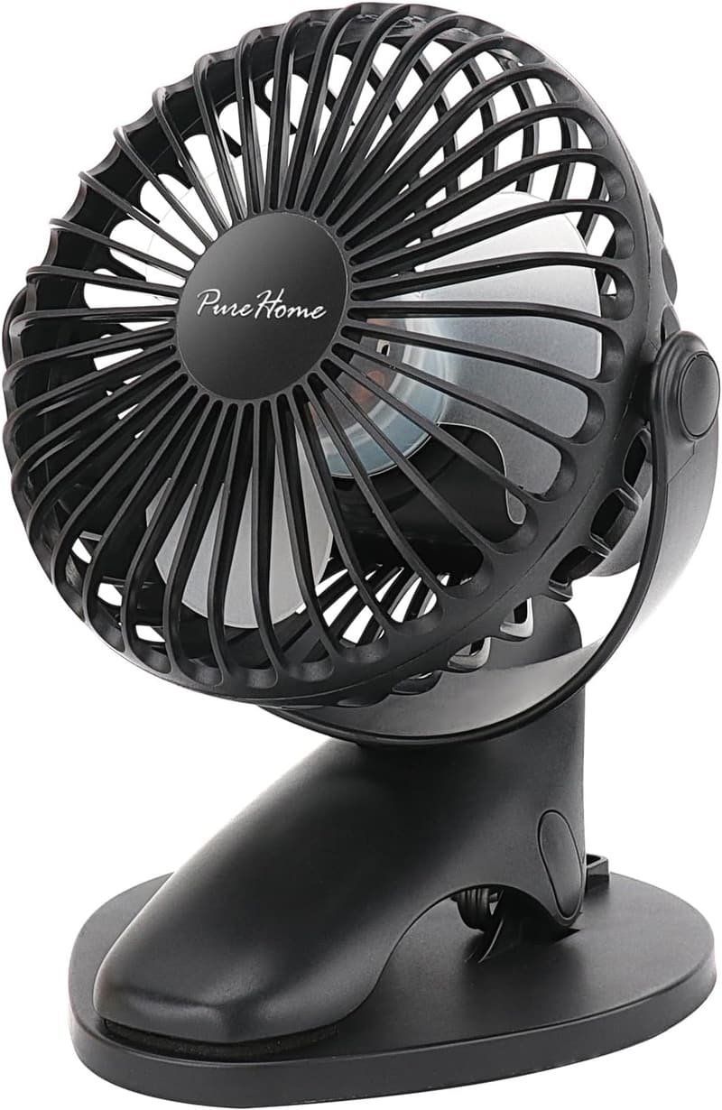USB Rechargeable Mini Clip Fan with 3 Speeds and 360° Rotation