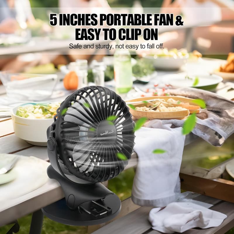 USB Rechargeable Mini Clip Fan with 3 Speeds and 360° Rotation