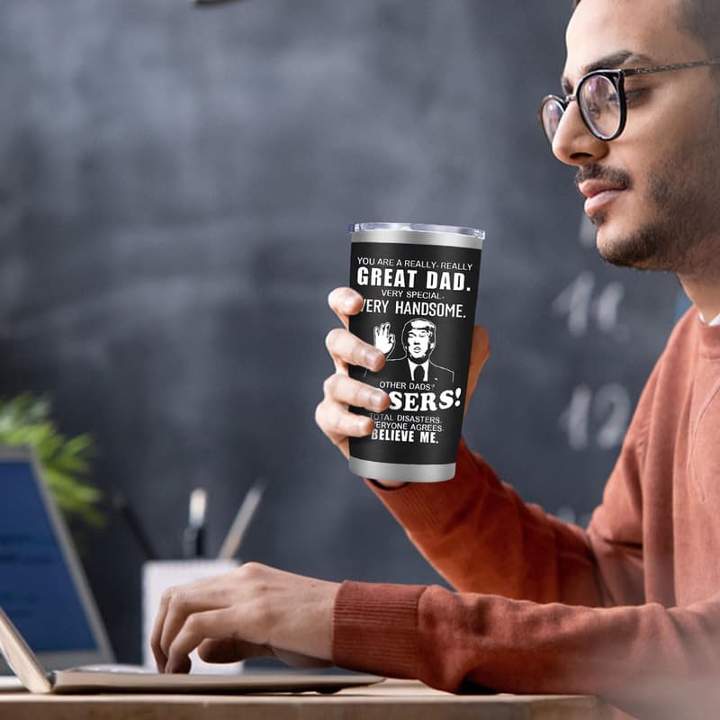 Father's Day 20 oz Black Tumbler Gift for Dad