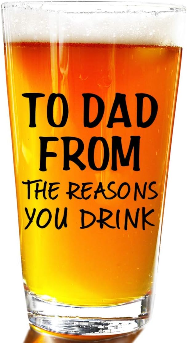 Funny Gift Beer Glass for Dad - Birthday & Father's Day