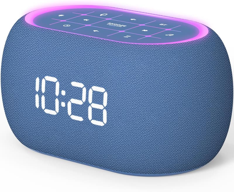 Bluetooth Alarm Clock with White Noise Sound Machine and Night Light