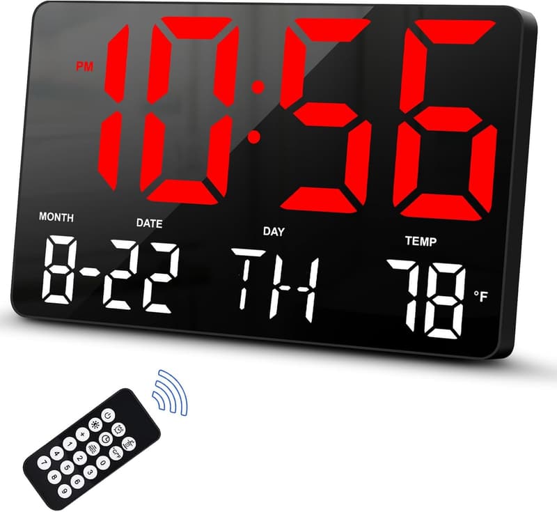 LED Digital Wall Clock with Remote Control for Home Decor