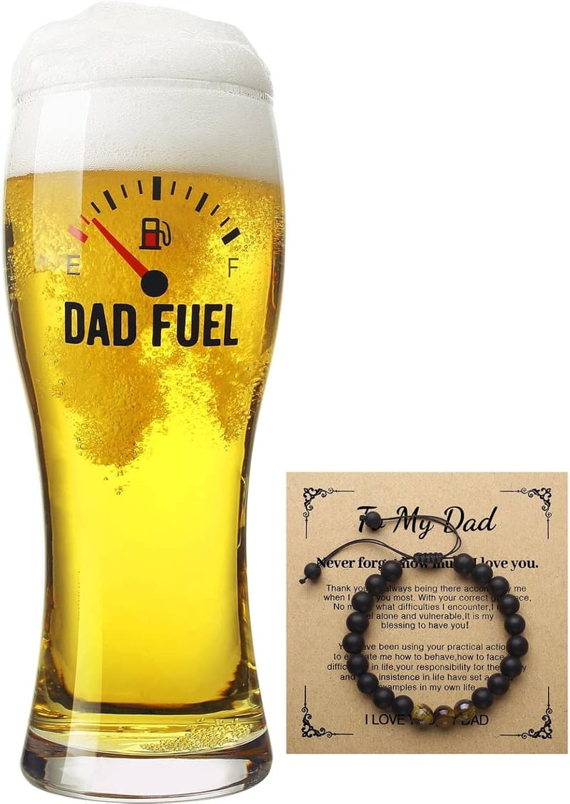Funny Beer Glass for Dad - Unique Father's Day Gift (450ml)