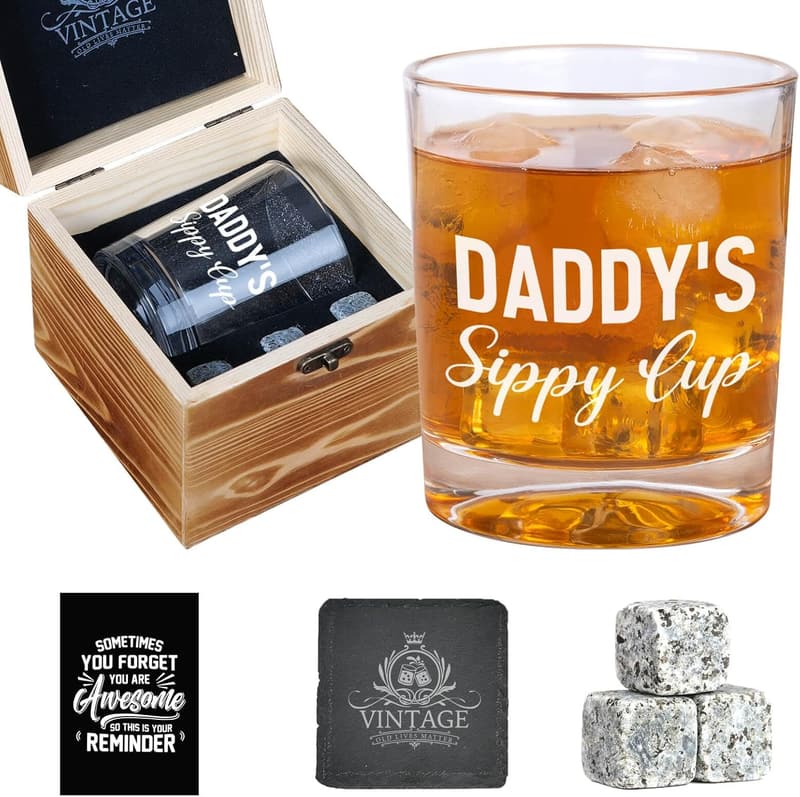 1st Father's Day Whiskey Set for New Dads, Unique Gift Ideas