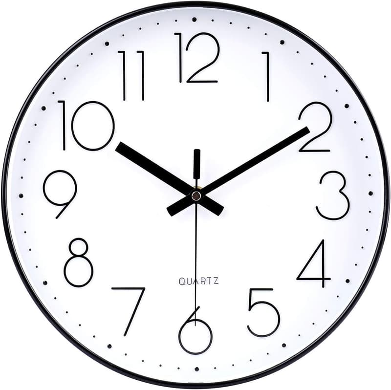 Large 13.5-Inch Silent Black Quartz Wall Clock