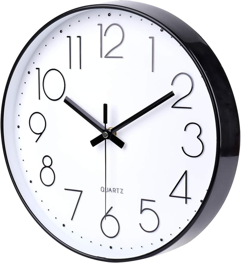 Large 13.5-Inch Silent Black Quartz Wall Clock