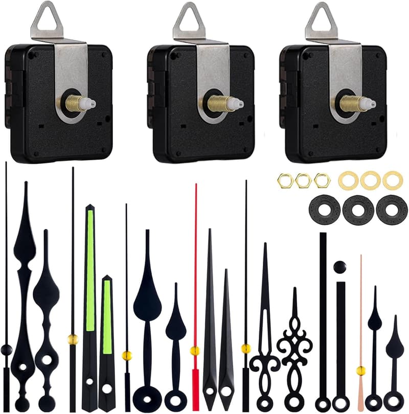 Silent Clock Mechanism Replacement Kit with 7 Clock Hands