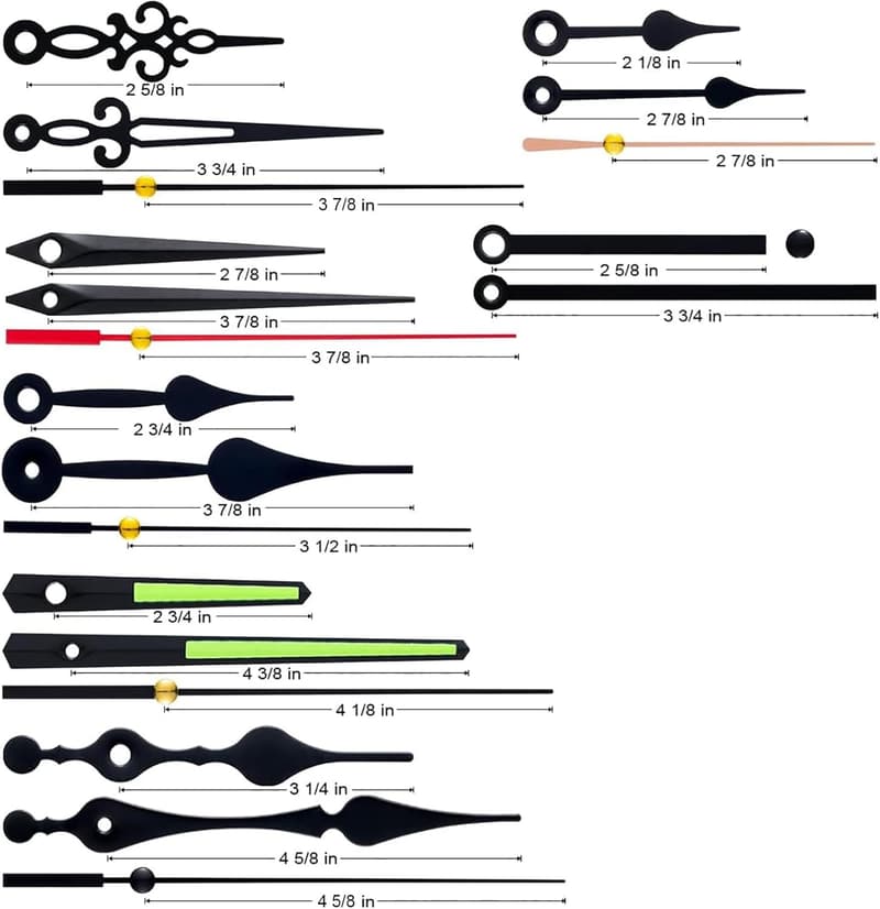 Silent Clock Mechanism Replacement Kit with 7 Clock Hands